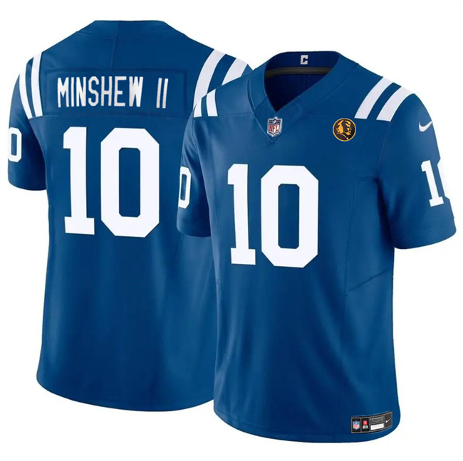 Men's Indianapolis Colts #10 Gardner Minshew Blue 2023 F.U.S.E. With John Madden Patch Vapor Limited Football Stitched Jersey